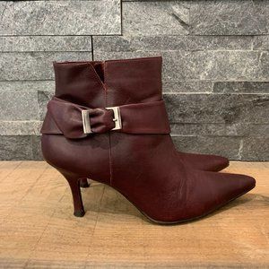 Ladies Merlot Leather Ankle Boots